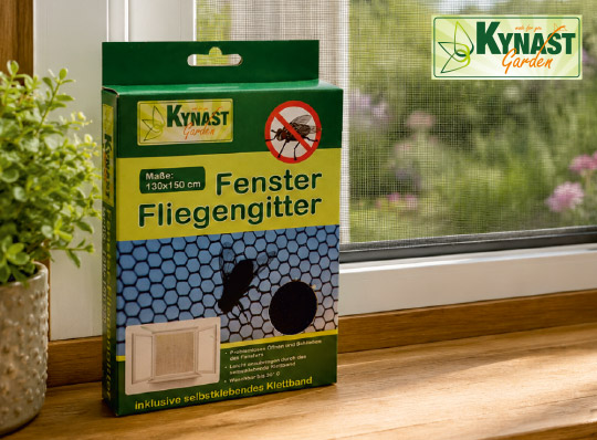 KYNAST Fliegengitter für Fenster, 130 x 150 cm, schwarz