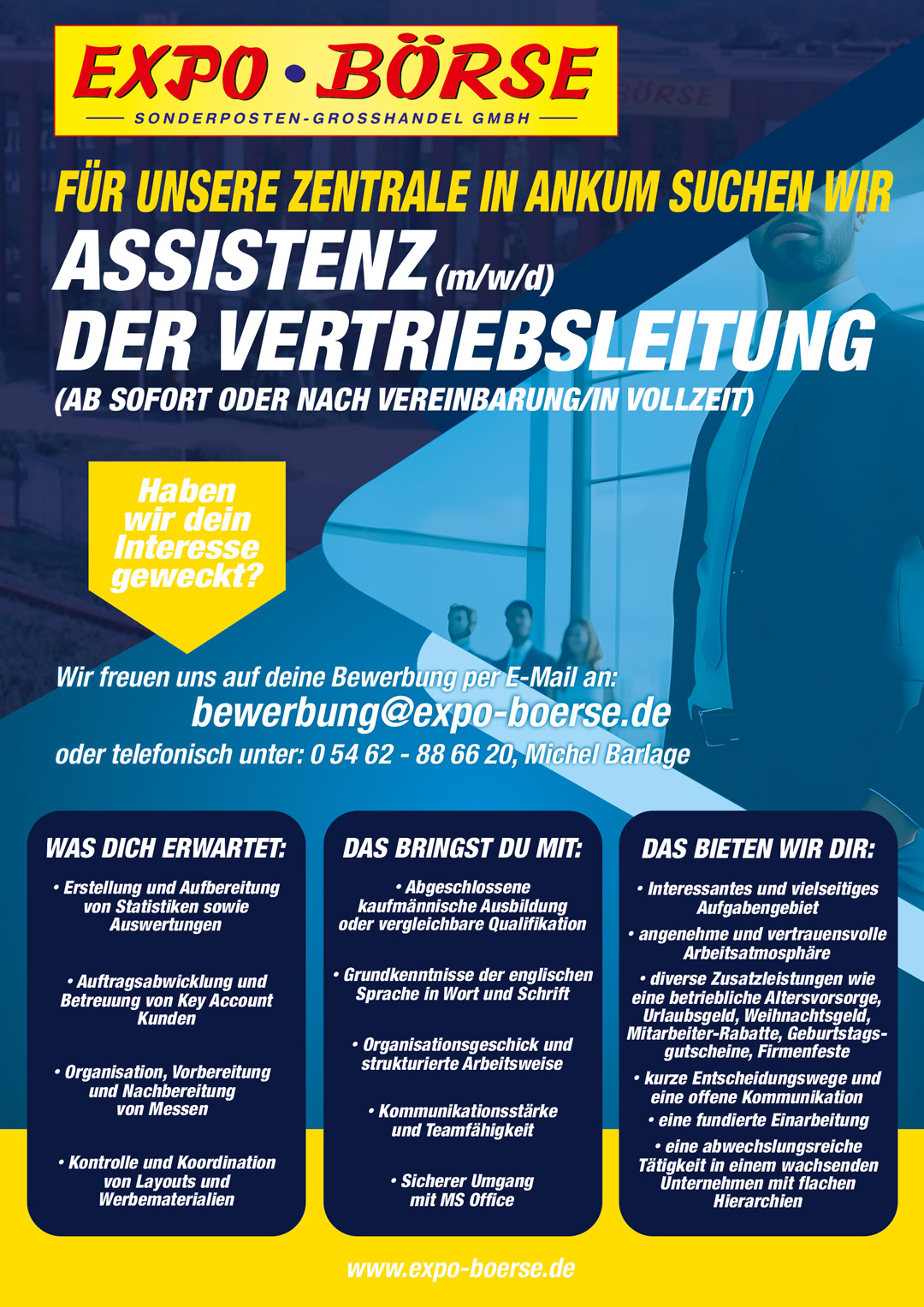 Jobangebot Assistenz der Vertriebsleitung