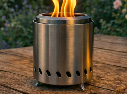 Tischkamin aus Edelstahl