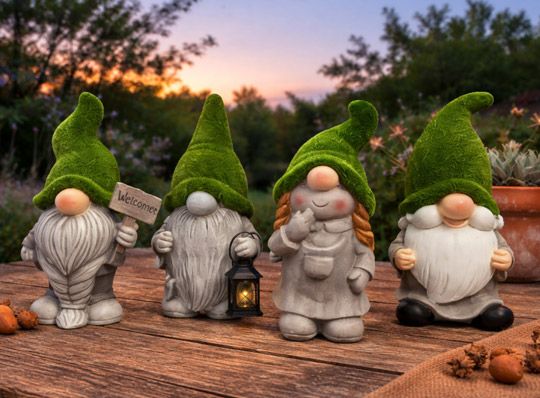 Wichtel mit grüner Grasmütze, 4 Modelle