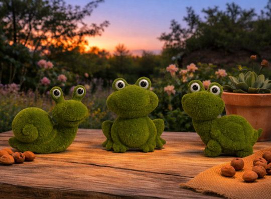 Gras Dekofiguren, Frosch, Schnecke, Schildkröte