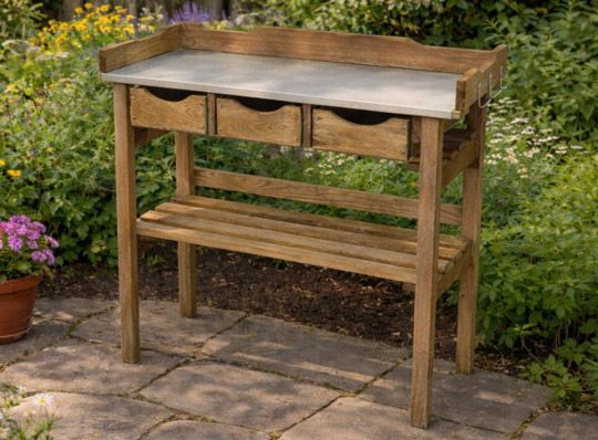 Pflanztisch mit Schubladen, aus Holz, 78 x 38 x 86 cm