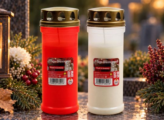 Grabkerze 7-Tage-Brenner, Farben: rot oder weiß