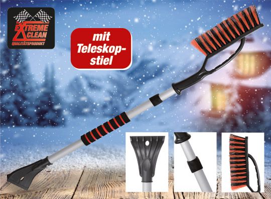 EXTREME CLEAN Eiskratzer mit Schnee- besen und Teleskopstiel